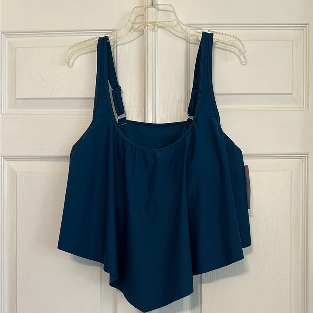 Teal Sleeveless Women's swim top by Meet Curve